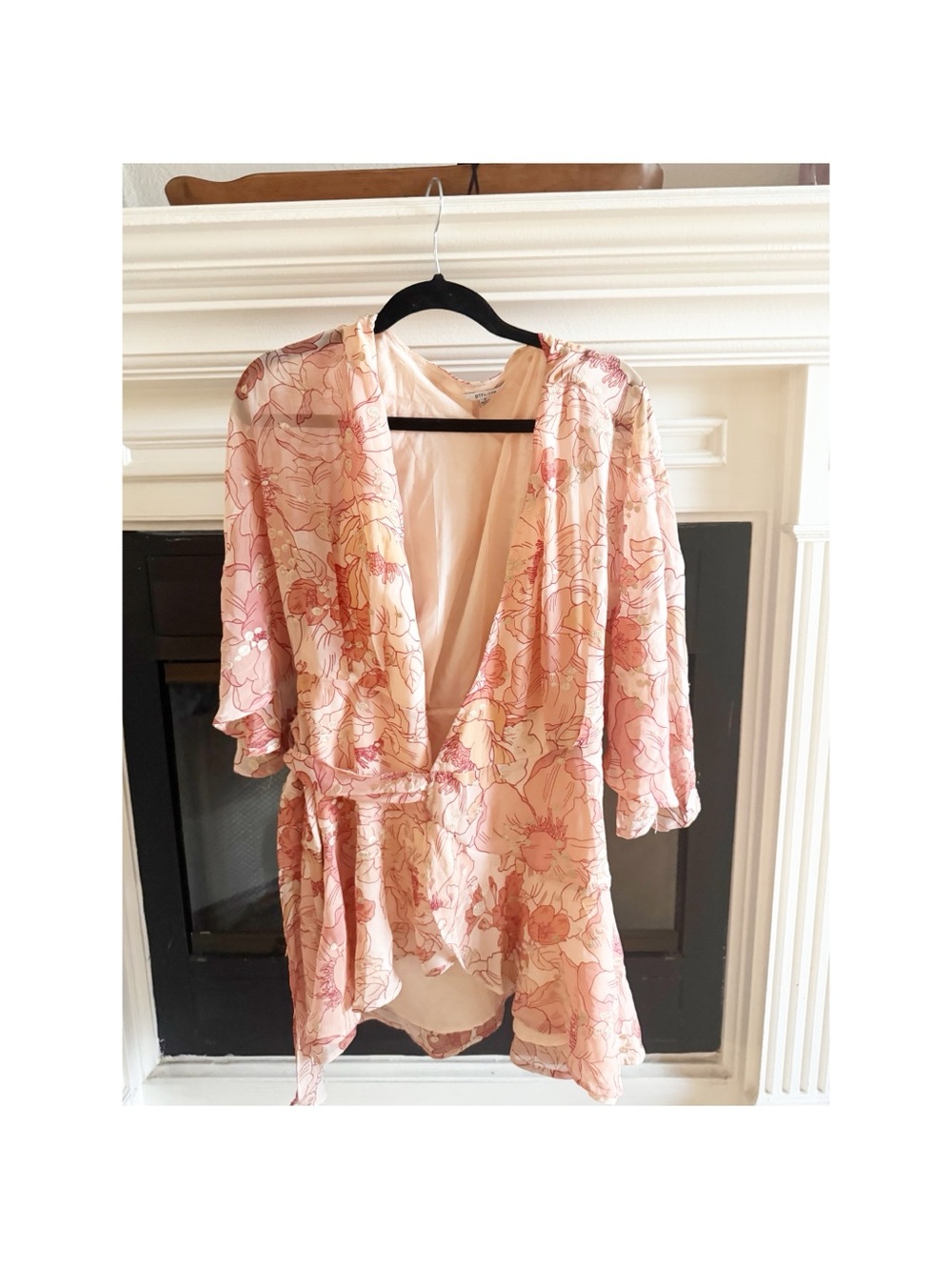 Anthropology bygone-life dress Sheer Floral Wrap Robe - Pink wrap dress